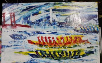 Bidar yang Terseret Arus Seremonial Bidar Melaju Lukisan Fir Azwar