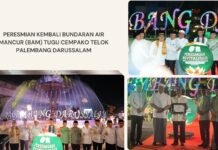 Ratu Dewa Resmikan Air Mancur Cempako Telok, Ikon Baru Palembang Darussalam