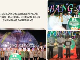 Ratu Dewa Resmikan Air Mancur Cempako Telok, Ikon Baru Palembang Darussalam