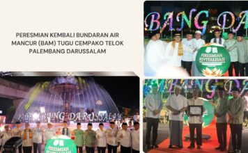 Ratu Dewa Resmikan Air Mancur Cempako Telok, Ikon Baru Palembang Darussalam