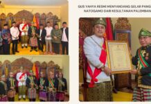 Pertautkan Nilai Budaya dan Keagamaan, Gus Yahya Resmi Menyandang Gelar Pangeran Natogamo dari Kesultanan Palembang