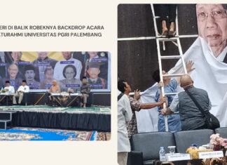 Misteri di Balik Robeknya Backdrop Acara Silaturahmi Universitas PGRI Palembang
